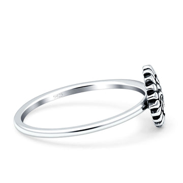 Sunflower Ring Oxidized  925 Sterling Silver 9mm